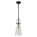 Saugus One Light Pendant Black With Antique Brass-Mini Pendants-Uttermost-Lighting Design Store