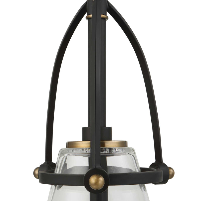 Saugus One Light Pendant Black With Antique Brass-Mini Pendants-Uttermost-Lighting Design Store