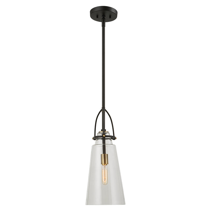 Saugus One Light Pendant Black With Antique Brass-Mini Pendants-Uttermost-Lighting Design Store