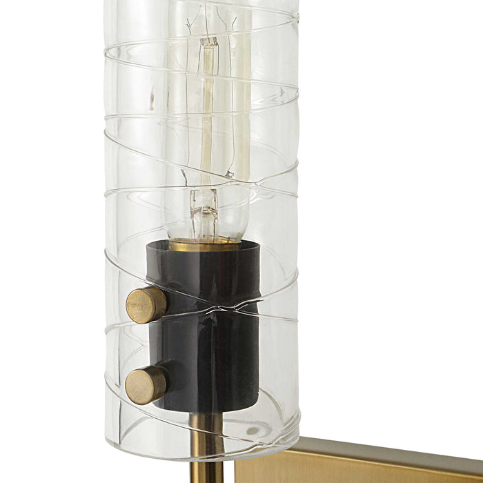 Telesto One Light Wall Sconce Textured Black With Antique Brass-Sconces-Uttermost-Lighting Design Store