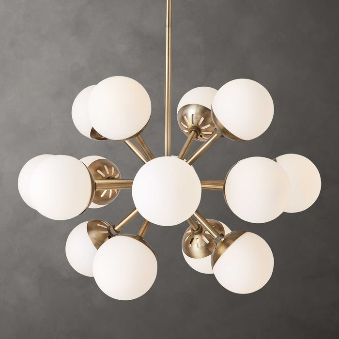 Droplet, 16 Light Chandelier Antique Brass-Mid. Chandeliers-Uttermost-Lighting Design Store
