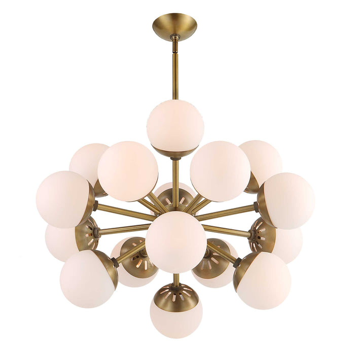 Droplet, 16 Light Chandelier Antique Brass-Mid. Chandeliers-Uttermost-Lighting Design Store