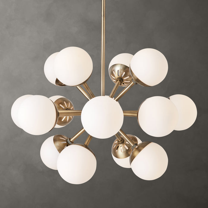 Droplet, 16 Light Chandelier Antique Brass-Mid. Chandeliers-Uttermost-Lighting Design Store