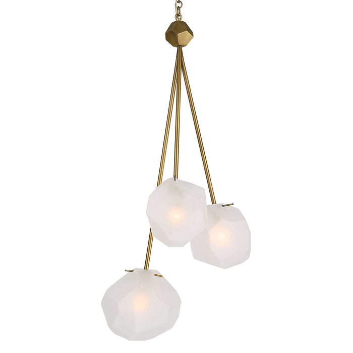 Geodesic Three Light Pendant Matte Antique Brass-Mini Chandeliers-Uttermost-Lighting Design Store