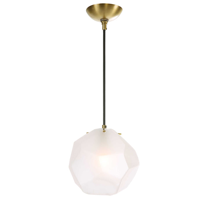 Geodesic One Light Mini Pendant Matte Antique Brass-Mini Pendants-Uttermost-Lighting Design Store