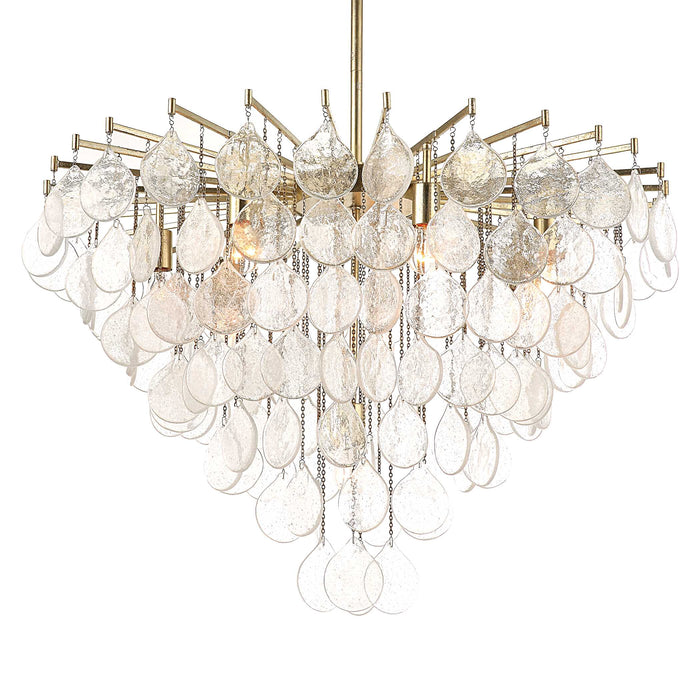 Goccia Eight Light Pendant Antique Bright Silver Leaf-Large Chandeliers-Uttermost-Lighting Design Store