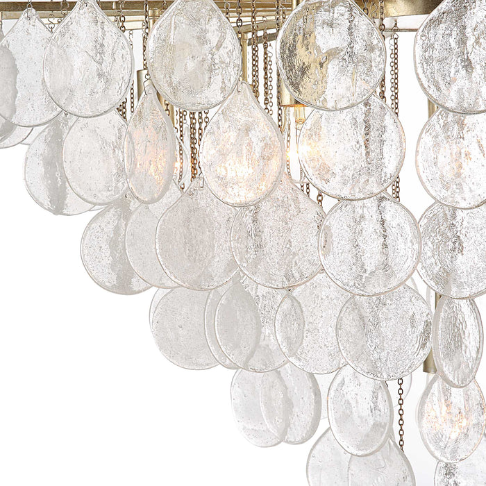 Goccia Eight Light Pendant Antique Bright Silver Leaf-Large Chandeliers-Uttermost-Lighting Design Store