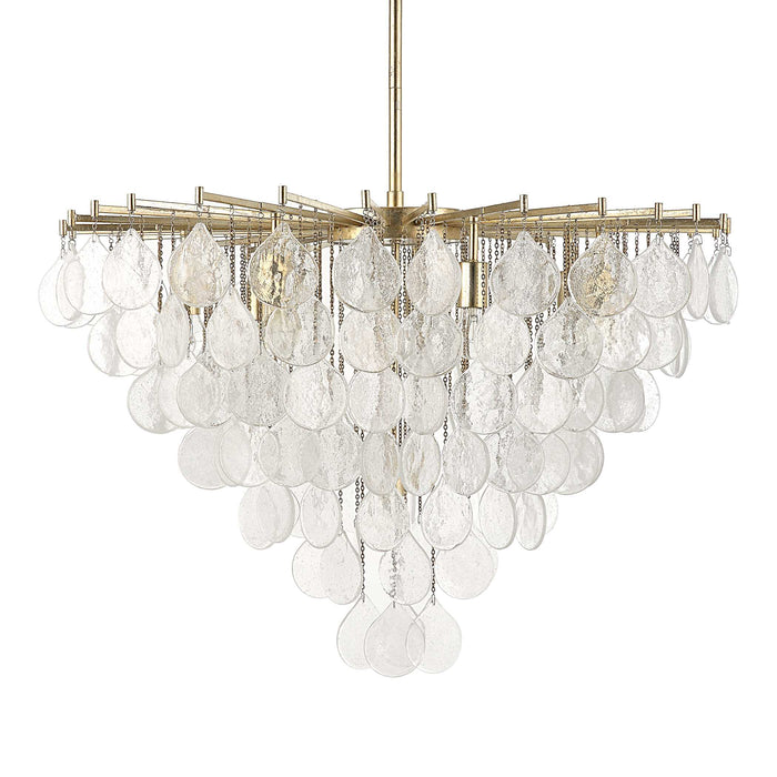 Goccia Eight Light Pendant Antique Bright Silver Leaf-Large Chandeliers-Uttermost-Lighting Design Store