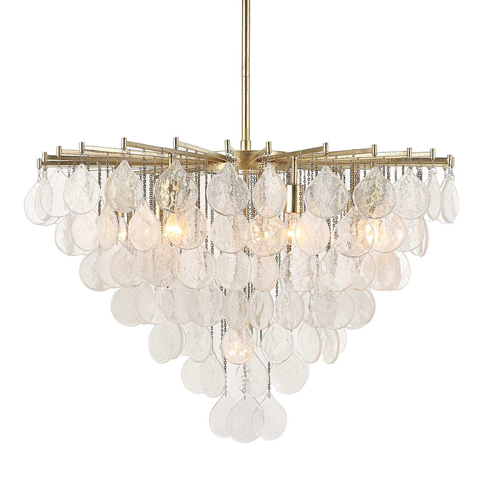 Goccia Eight Light Pendant Antique Bright Silver Leaf-Large Chandeliers-Uttermost-Lighting Design Store