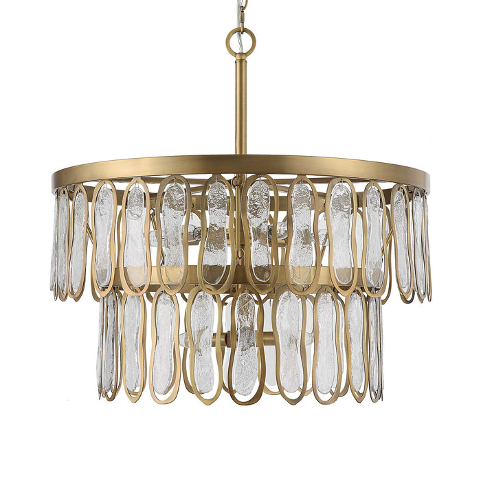 Aurelie Nine Light Pendant Antique Brass-Mid. Chandeliers-Uttermost-Lighting Design Store