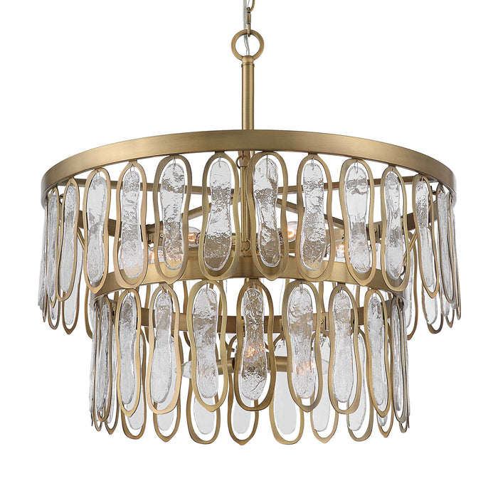 Aurelie Nine Light Pendant Antique Brass-Mid. Chandeliers-Uttermost-Lighting Design Store