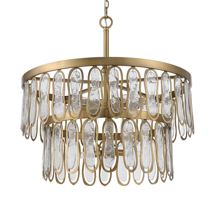 Aurelie Nine Light Pendant Antique Brass-Mid. Chandeliers-Uttermost-Lighting Design Store