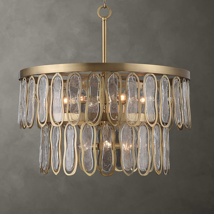 Aurelie Nine Light Pendant Antique Brass-Mid. Chandeliers-Uttermost-Lighting Design Store