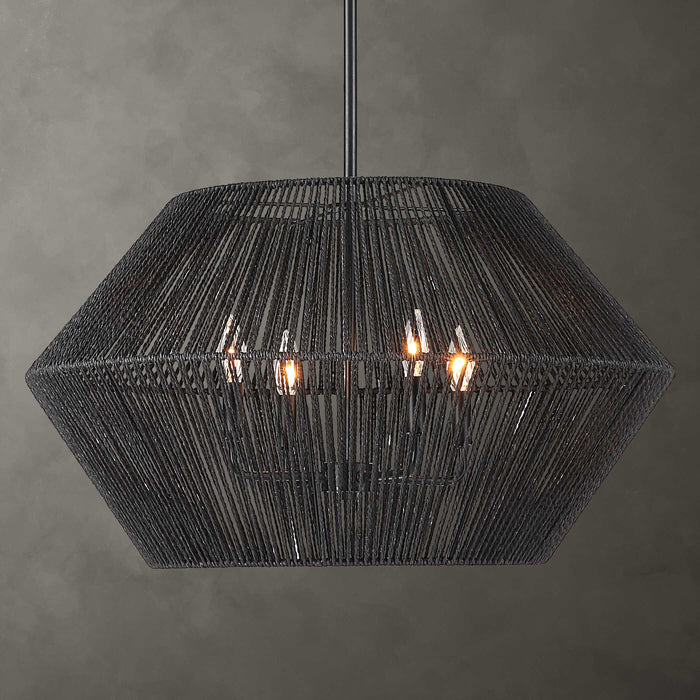 Suva Four Light Pendant Matte Black-Mid. Chandeliers-Uttermost-Lighting Design Store