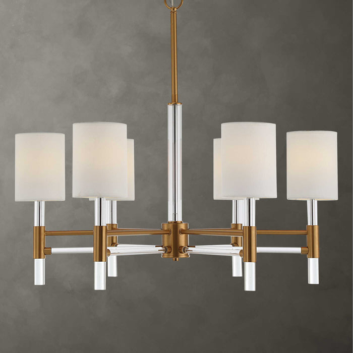 Welkin Six Light Chandelier Warm Brass-Mid. Chandeliers-Uttermost-Lighting Design Store