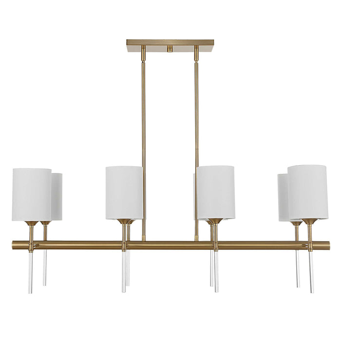 Awyr Eight Light Linear Chandelier Warm Brass-Linear/Island-Uttermost-Lighting Design Store