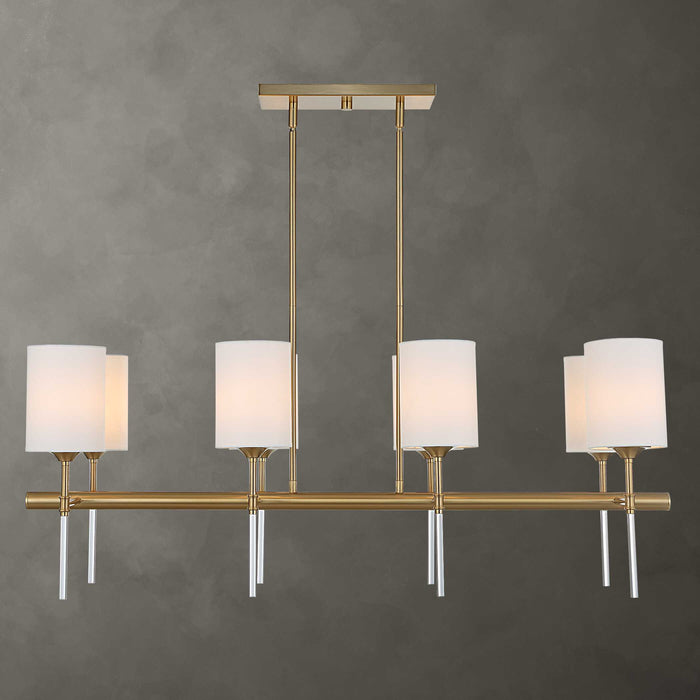 Awyr Eight Light Linear Chandelier Warm Brass-Linear/Island-Uttermost-Lighting Design Store