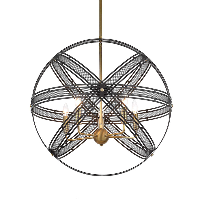Spherical Five Light Pendant Bronze And Antique Brass-Mid. Chandeliers-Uttermost-Lighting Design Store