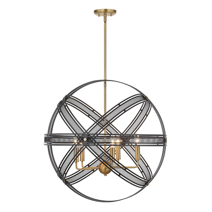 Spherical Five Light Pendant Bronze And Antique Brass-Mid. Chandeliers-Uttermost-Lighting Design Store