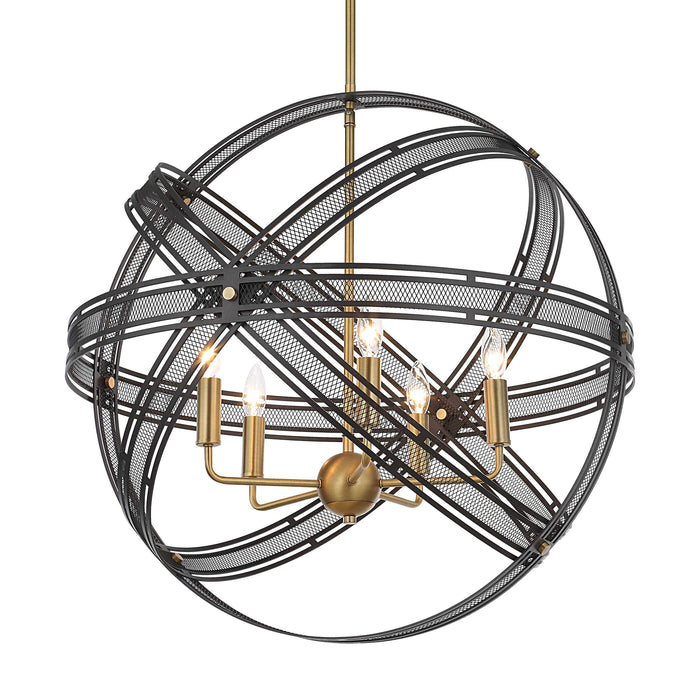 Spherical Five Light Pendant Bronze And Antique Brass-Mid. Chandeliers-Uttermost-Lighting Design Store