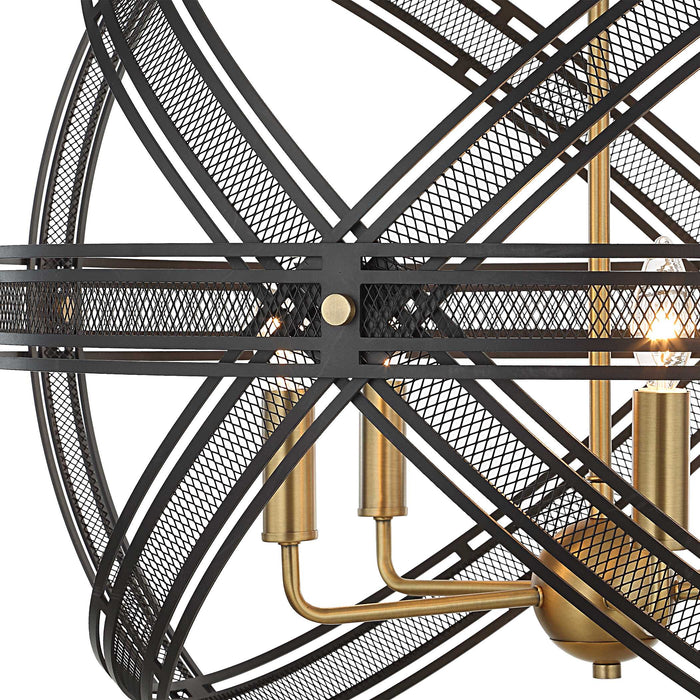 Spherical Five Light Pendant Bronze And Antique Brass-Mid. Chandeliers-Uttermost-Lighting Design Store