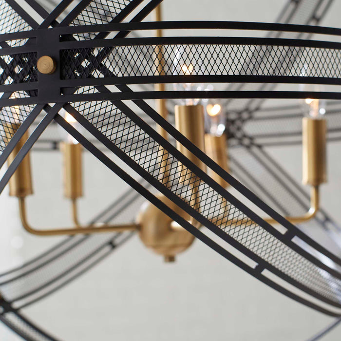 Spherical Five Light Pendant Bronze And Antique Brass-Mid. Chandeliers-Uttermost-Lighting Design Store