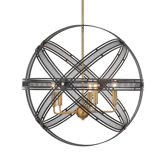 Spherical Five Light Pendant Bronze And Antique Brass-Mid. Chandeliers-Uttermost-Lighting Design Store