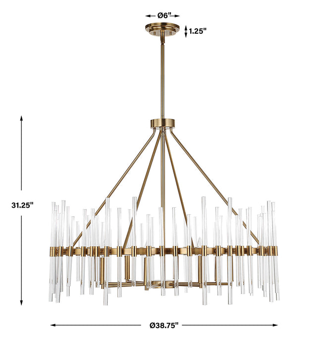Crystal Eight Light Chandelier Warm Brass-Large Chandeliers-Uttermost-Lighting Design Store