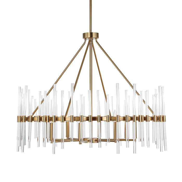 Crystal Eight Light Chandelier Warm Brass-Large Chandeliers-Uttermost-Lighting Design Store