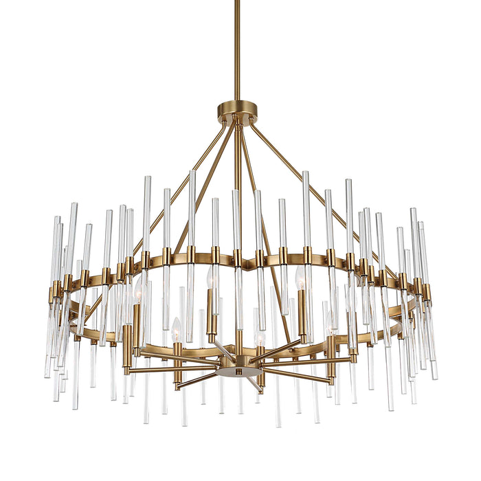 Crystal Eight Light Chandelier Warm Brass-Large Chandeliers-Uttermost-Lighting Design Store