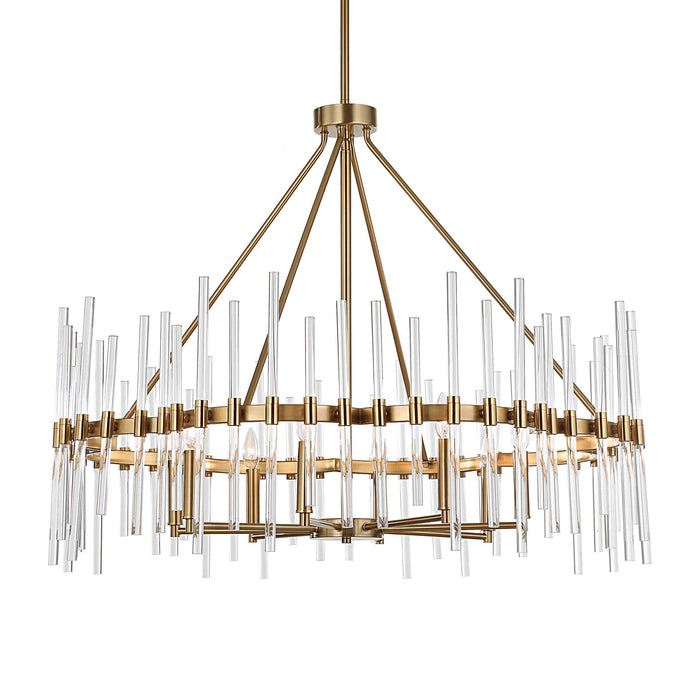 Crystal Eight Light Chandelier Warm Brass-Large Chandeliers-Uttermost-Lighting Design Store
