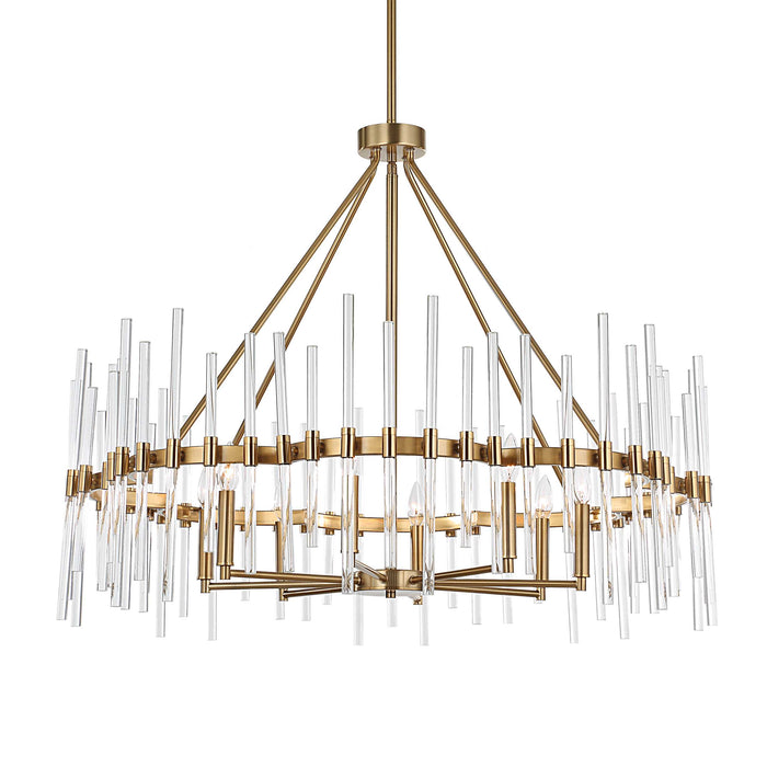 Crystal Eight Light Chandelier Warm Brass-Large Chandeliers-Uttermost-Lighting Design Store