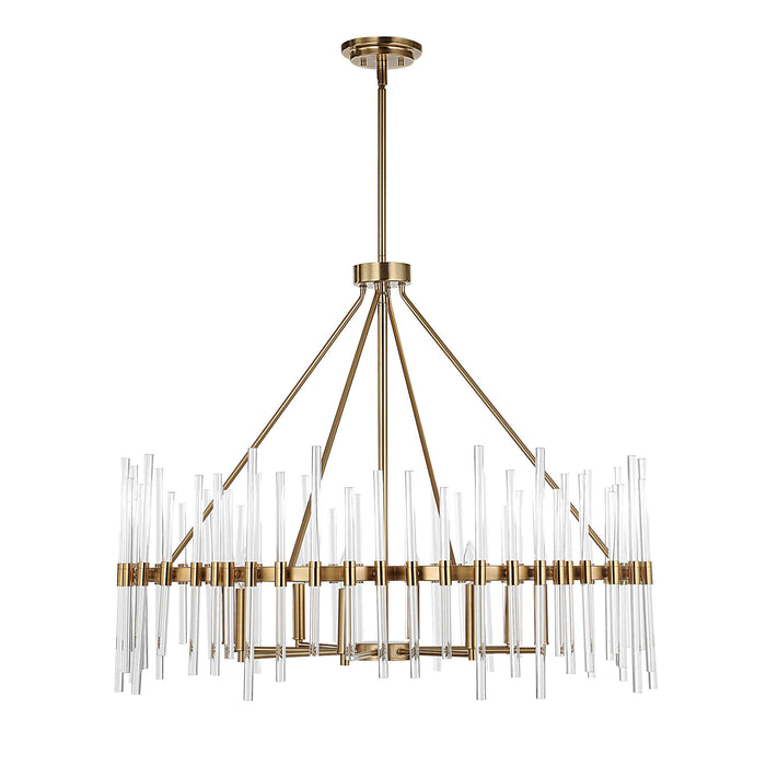 Crystal Eight Light Chandelier Warm Brass-Large Chandeliers-Uttermost-Lighting Design Store