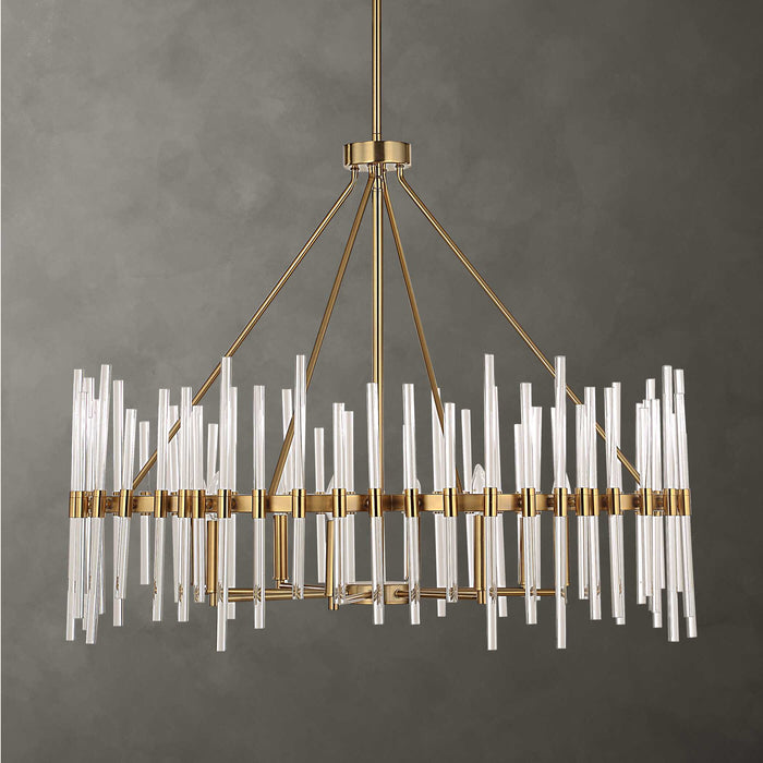 Crystal Eight Light Chandelier Warm Brass-Large Chandeliers-Uttermost-Lighting Design Store