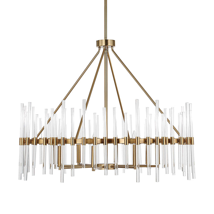 Crystal Eight Light Chandelier Warm Brass-Large Chandeliers-Uttermost-Lighting Design Store