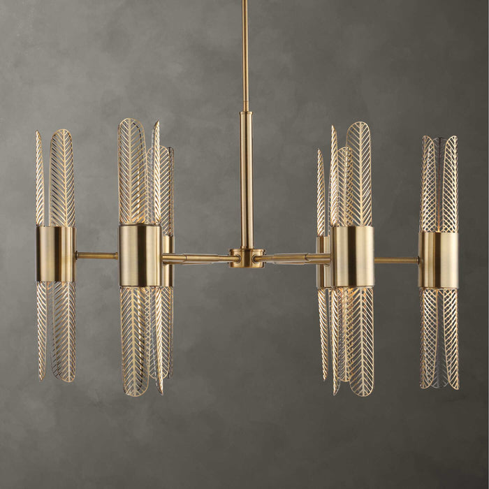 Cret LED Chandelier Oxidized Brass-Mid. Chandeliers-Uttermost-Lighting Design Store