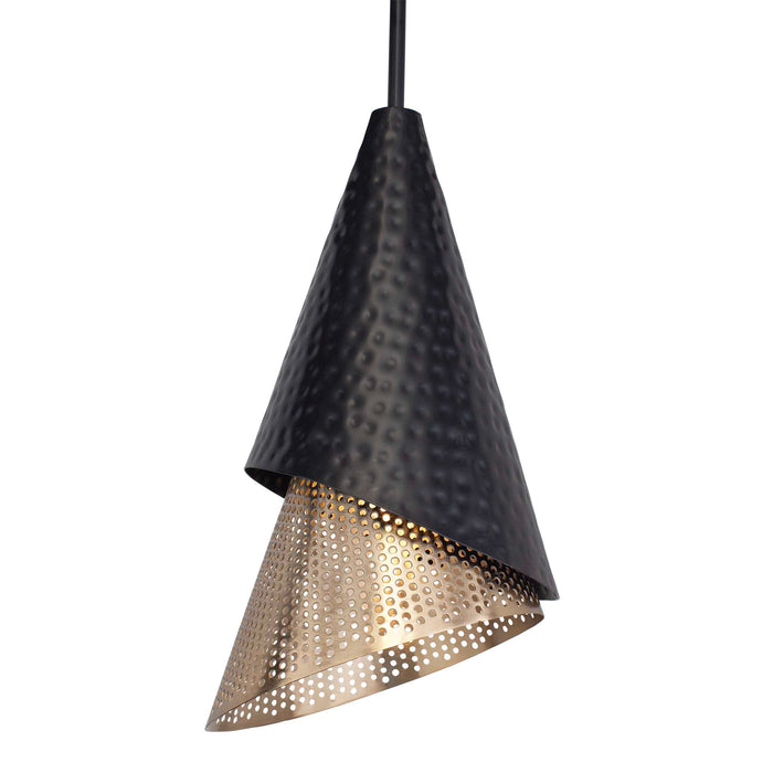 Apollo One Light Pendant Matte Black & Matte Gold-Pendants-Uttermost-Lighting Design Store
