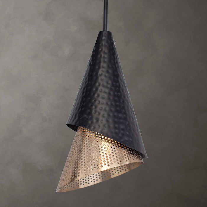 Apollo One Light Pendant Matte Black & Matte Gold-Pendants-Uttermost-Lighting Design Store