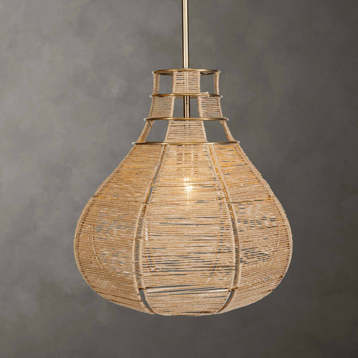 Hestia One Light Pendant Antique Brass-Pendants-Uttermost-Lighting Design Store