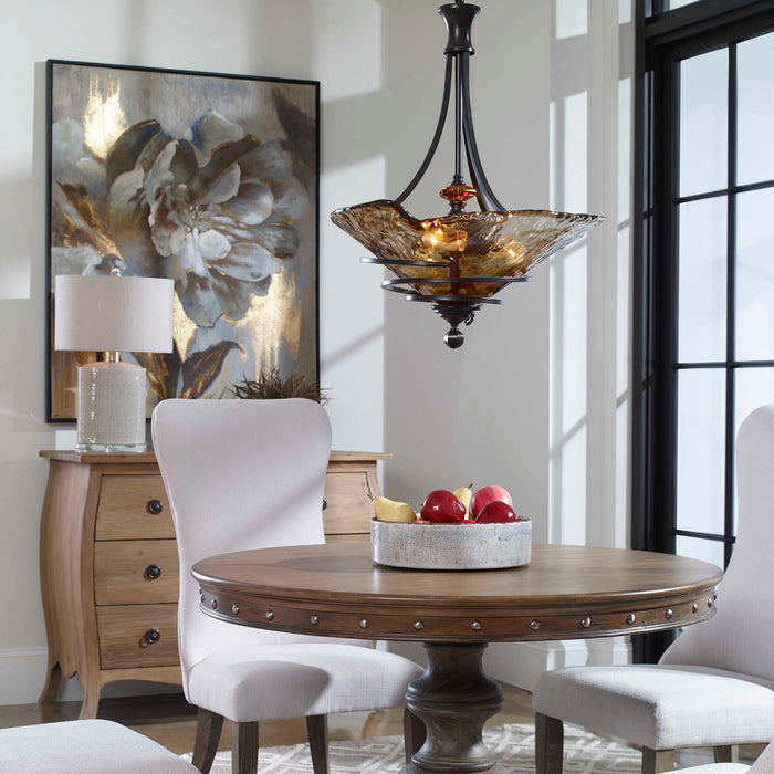 Vitalia Three Light Pendant Oil Rubbed Bronze-Pendants-Uttermost-Lighting Design Store