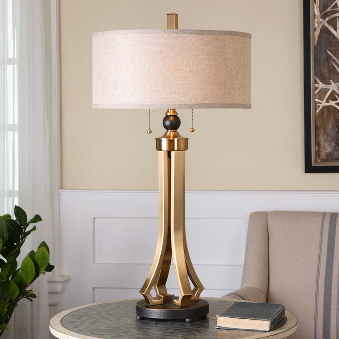 Selvino Two Light Table Lamp Brushed Brass Metal w/Oil Rubbed Bronze-Lamps-Uttermost-Lighting Design Store