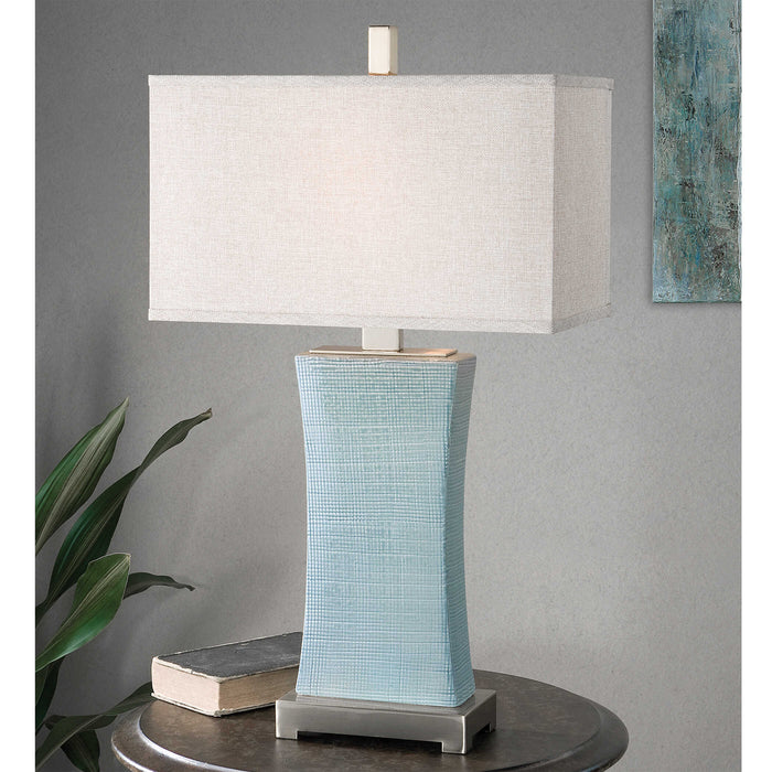 Cantarana One Light Table Lamp Coffee Bronze, Blue Gray Glaze-Lamps-Uttermost-Lighting Design Store