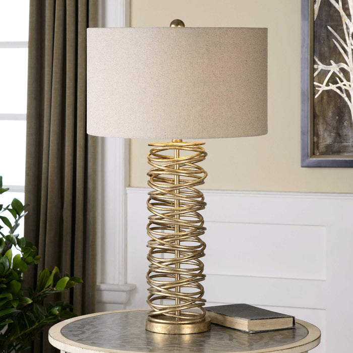 Amarey One Light Table Lamp Antiqued Silver Champagne-Lamps-Uttermost-Lighting Design Store