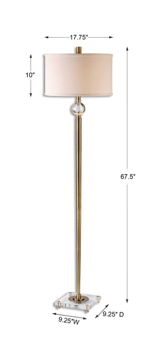 Mesita One Light Floor Lamp Brush Brass-Lamps-Uttermost-Lighting Design Store