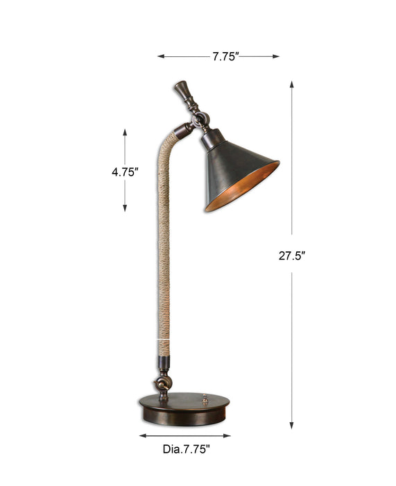 Duvall Task One Light Table Lamp Oxidized Bronze-Lamps-Uttermost-Lighting Design Store