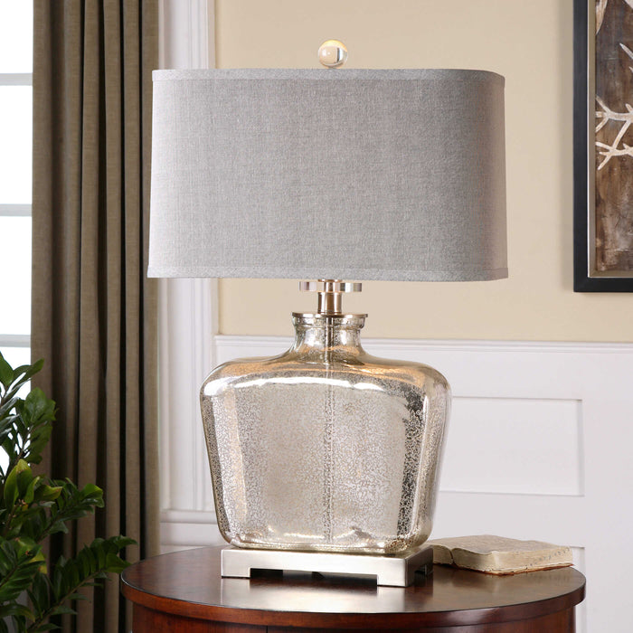 Molinara One Light Table Lamp Brushed Nickel-Lamps-Uttermost-Lighting Design Store