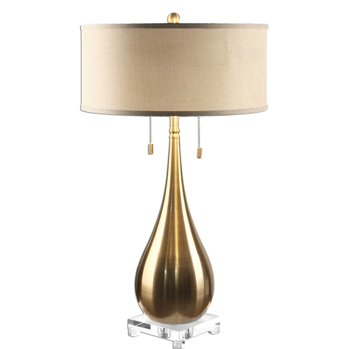 Lagrima Two Light Table Lamp Brushed Brass-Lamps-Uttermost-Lighting Design Store