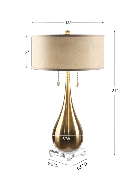Lagrima Two Light Table Lamp Brushed Brass-Lamps-Uttermost-Lighting Design Store