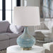 Celinda One Light Table Lamp Blue Gray, Brushed Brass-Lamps-Uttermost-Lighting Design Store