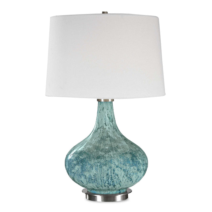 Celinda One Light Table Lamp Blue Gray, Brushed Brass-Lamps-Uttermost-Lighting Design Store